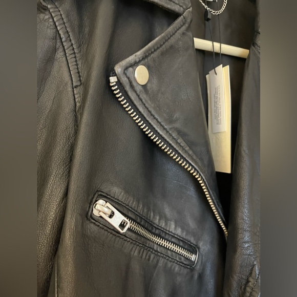 TOPSHOP ~ Genuine Leather Distressed Biker Moto Jacket - Picture 5 of 12